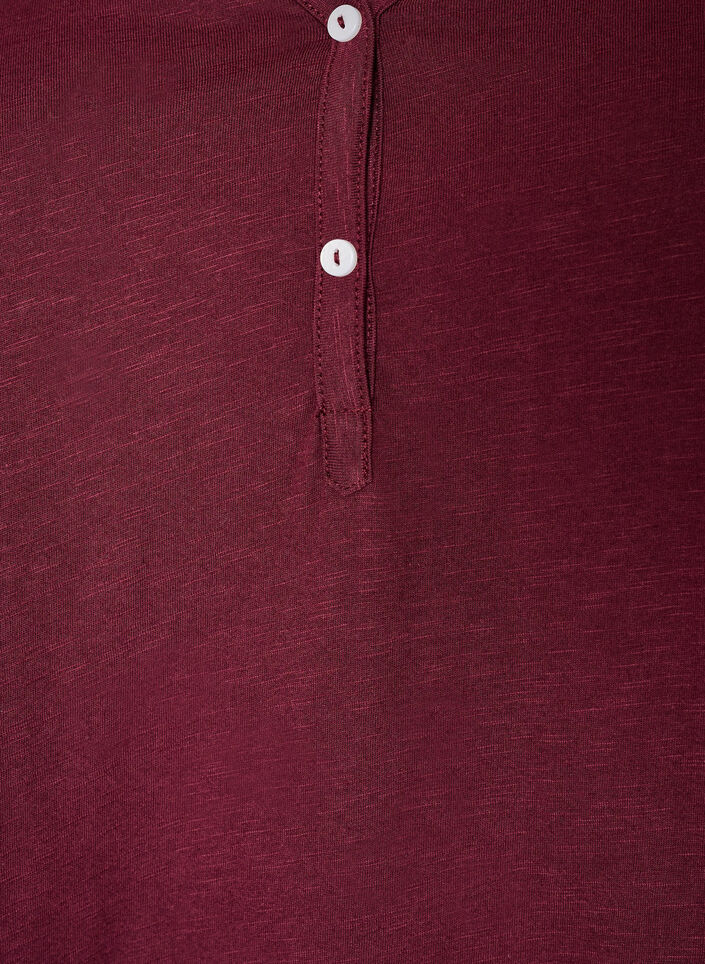 T-shirt z guzikami, Ciemnobordowy, Packshot image number 2