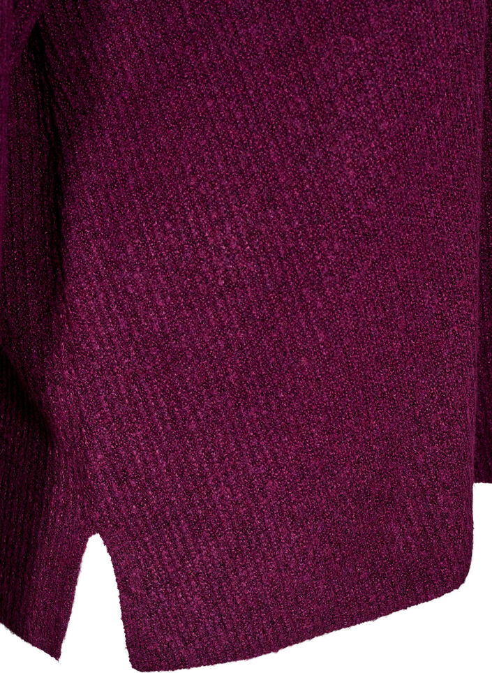 Dzianinowa bluzka z dekoltem w szpic i dlugimi rekawami, Potent P. Black Mel., Packshot image number 3