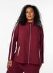 Kurtka dresowa ze sportowymi detalami i zamkiem blyskawicznym, Ciemnobordowy, Model image number 0