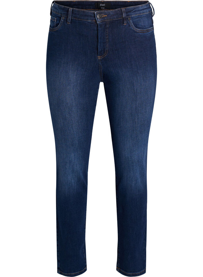 Jeansy slim fit z regularnym stanem, Dark Blue, Packshot image number 0