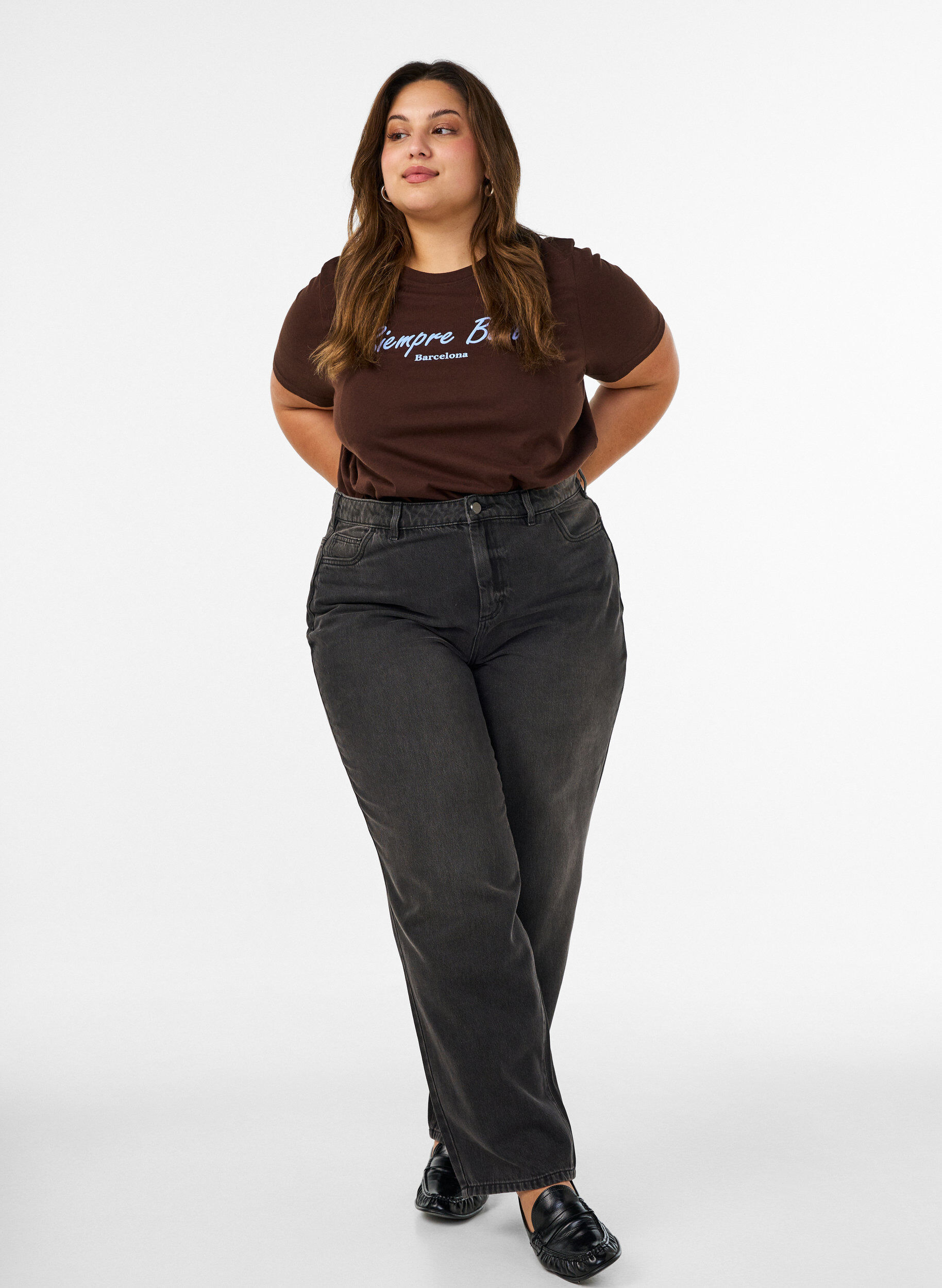 ZizziT-shirt z bawelny organicznej z nadrukiem, Brązowy, Model image number 1