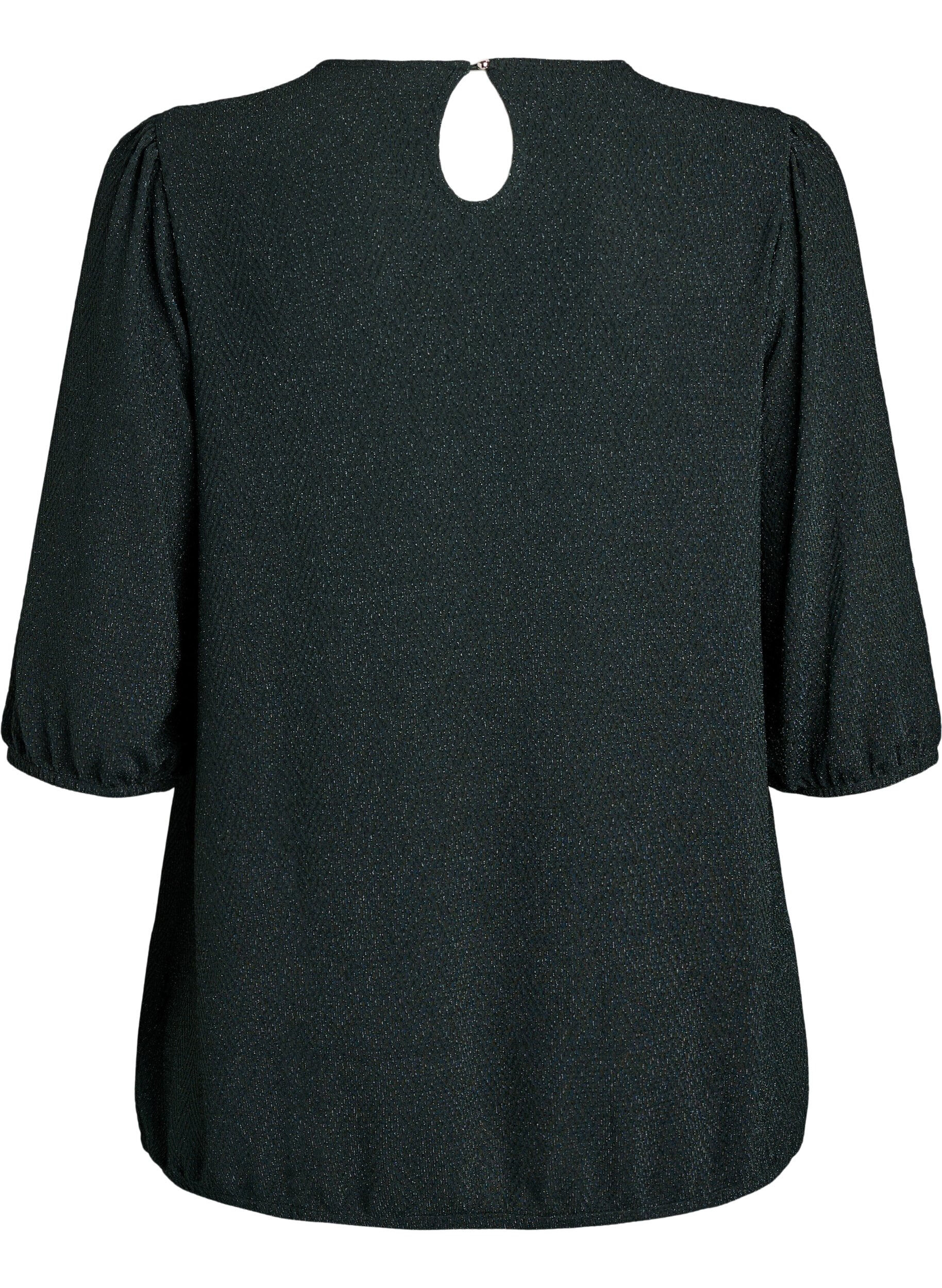 Zizzi Bluzka z blyszczacym wzorem i rekawami 3/4, Zielony, Packshot image number 1