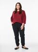 Prazkowany sweter z rekawami 3/4, Czerwony, Model image number 1