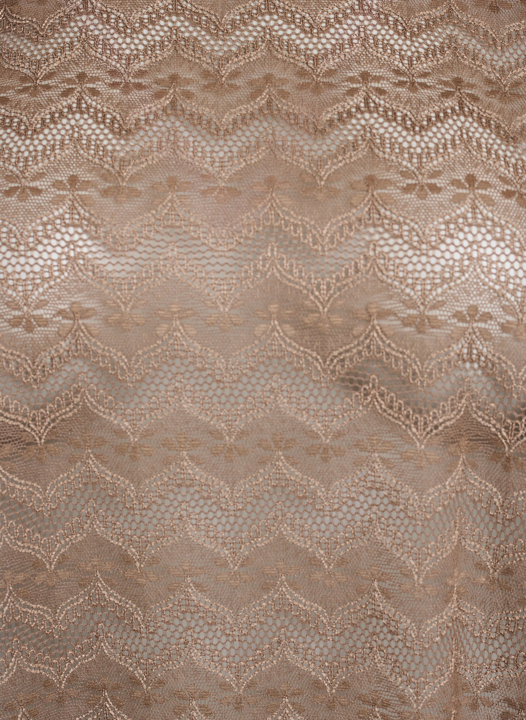 Zizzi Koronkowa bluzka z kr&oacute;tkimi rekawami i falistym dolem, Brązowy, Packshot image number 2