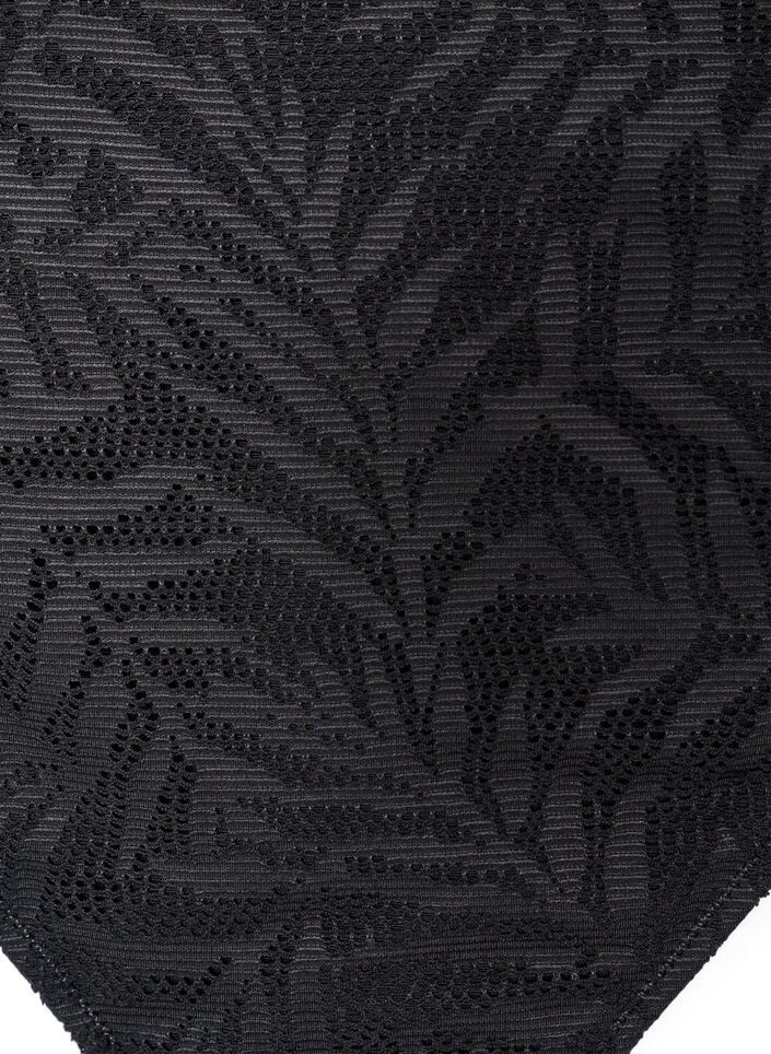 Figi damskie z brazylijskiego bikini ze strukturalnej siateczki, Czarne, Packshot image number 2