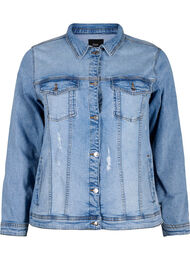 Krótka bawelniana kurtka jeansowa, Light blue denim, Packshot