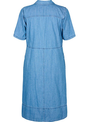 Jeansowa sukienka koszulowa z krótkim rekawem, Light Blue Denim, Packshot image number 1