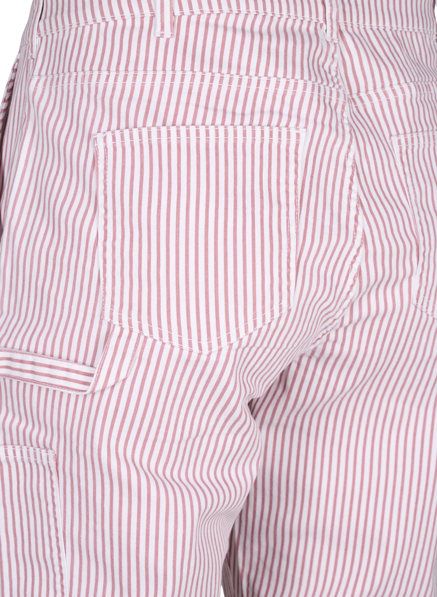 Zizzi  Jeansowe boj&oacute;wki w paski o prostym kroju, Rose White Stripe, Packshot image number 3