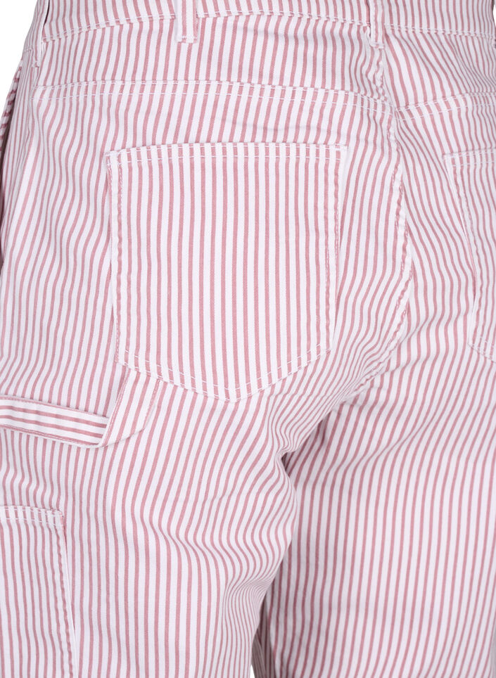  Jeansowe bojówki w paski o prostym kroju, Rose White Stripe, Packshot image number 3