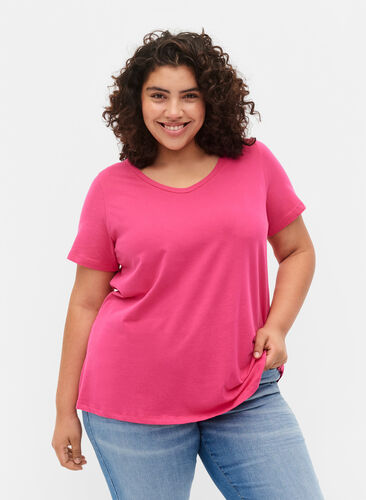 Podstawowa, gladka bawelniana koszulka, Beetroot Purple, Model image number 0