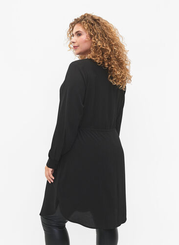 Sukienka z koronka w pasie, Black, Model image number 1