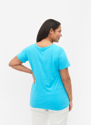 Podstawowa, gladka bawelniana koszulka, Blue Atoll, Model image number 1
