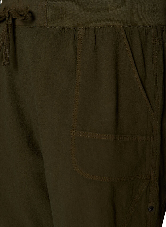 Luzne bawelniane szorty z kieszeniami, Zielony, Packshot image number 2