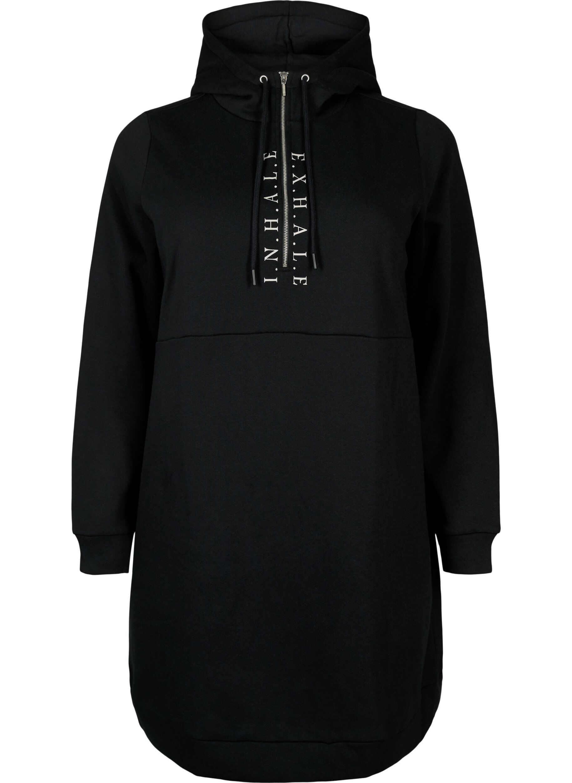 Zizzi Sportowa sukienka dresowa z kapturem, Black/Grey, Packshot image number 0