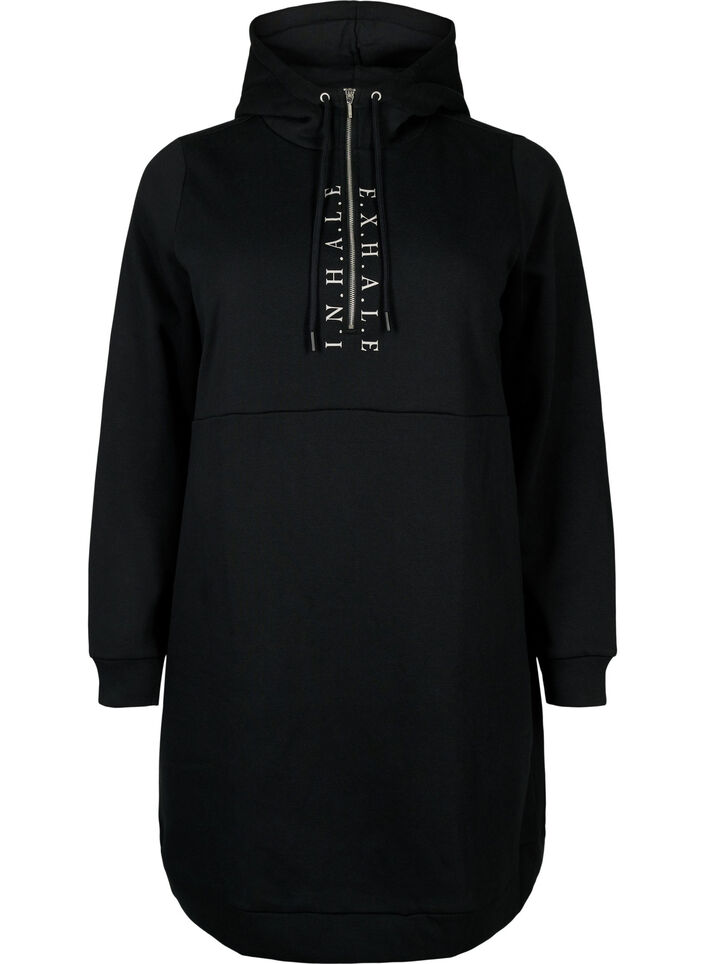 Sportowa sukienka dresowa z kapturem, Black/Grey, Packshot image number 0