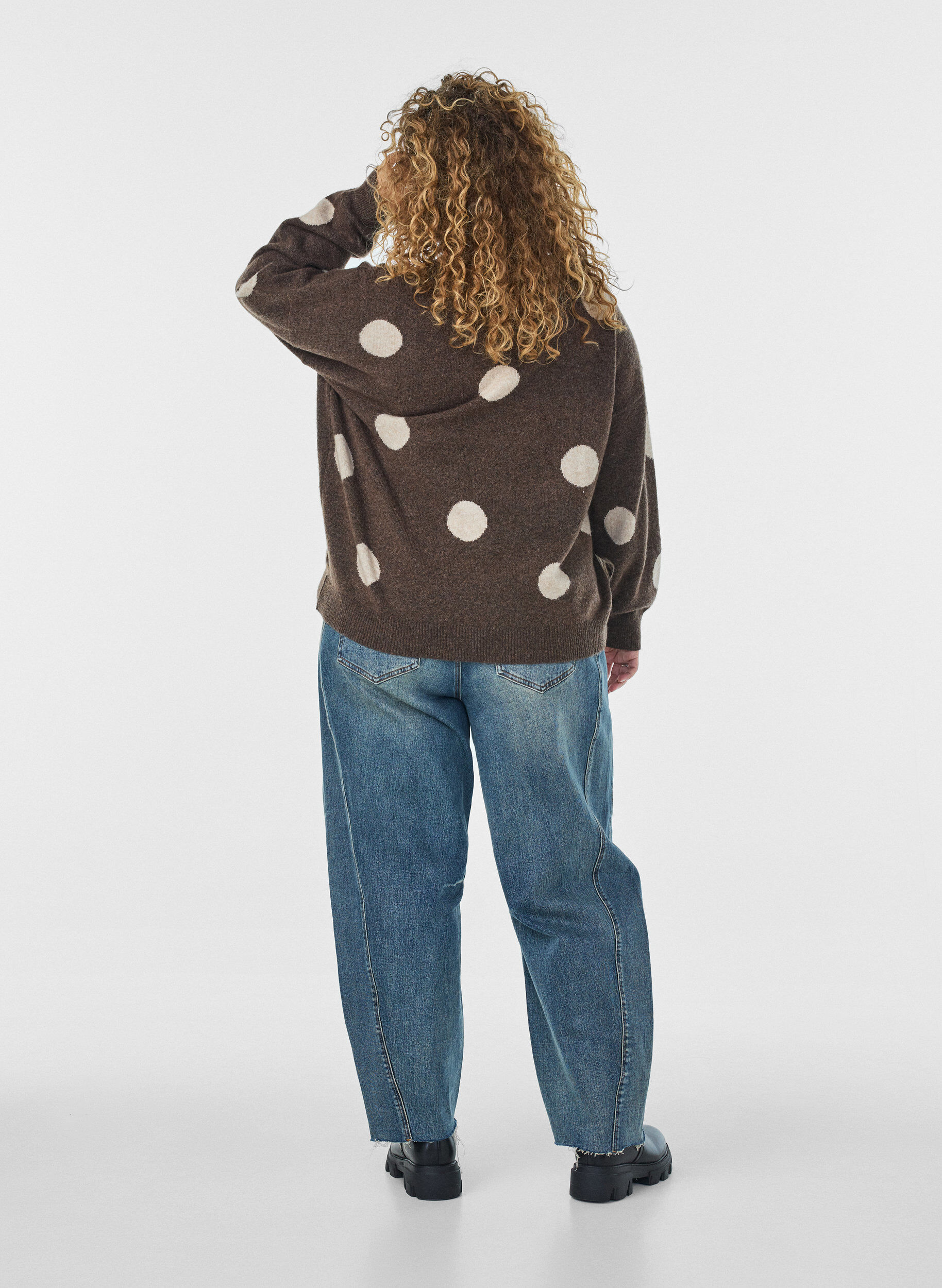 ZizziBluzka dzianinowa w kropki, Brązowy, Model image number 2