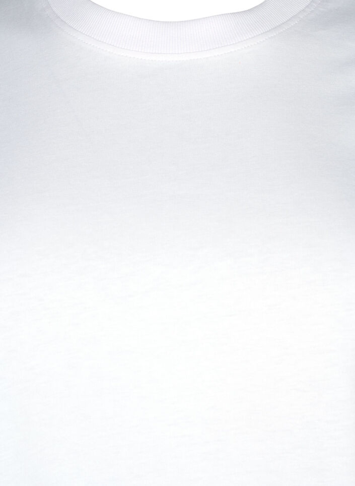 Podstawowa koszulka bawelniana z okraglym dekoltem, Biały, Packshot image number 2