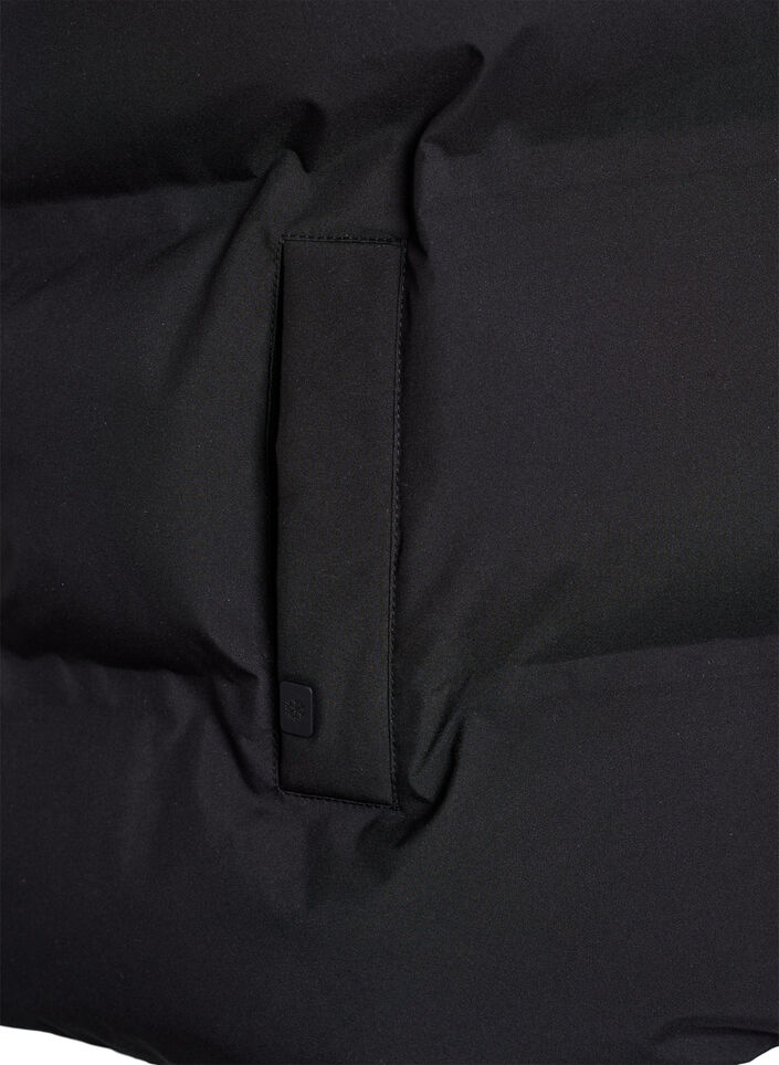 Kr&oacute;tki bufiasty bezrekawnik z wysokim kolnierzem, Czarne, Packshot image number 3