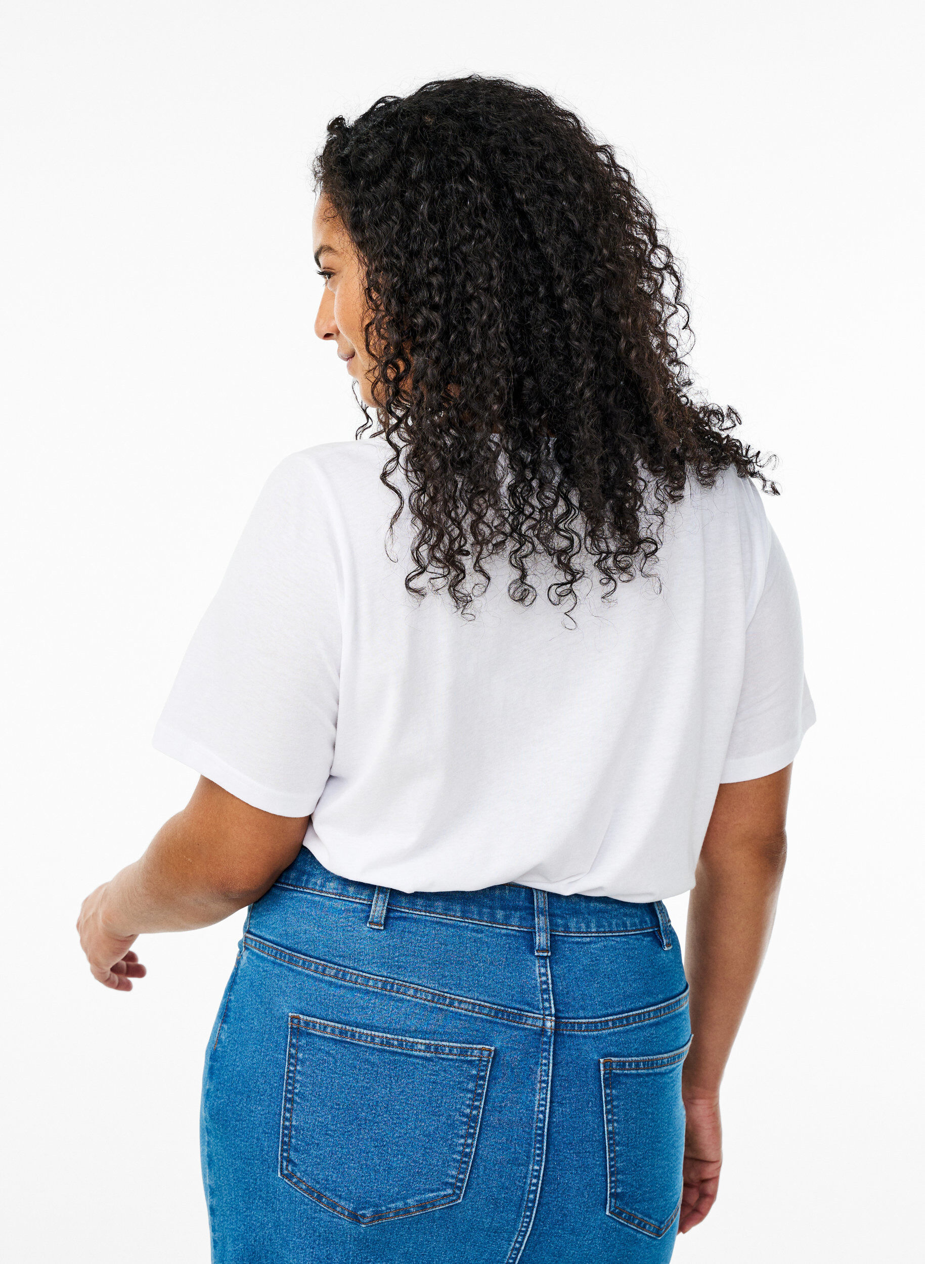 Zizzi 2-pack koszulki z dekoltem w szpic, Czarne, Model image number 2