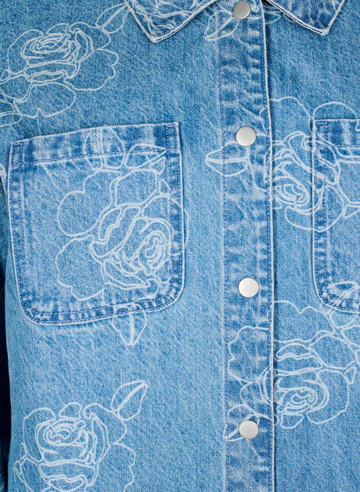 Kurtka jeansowa z kwiatami, Light Blue Denim, Packshot image number 2