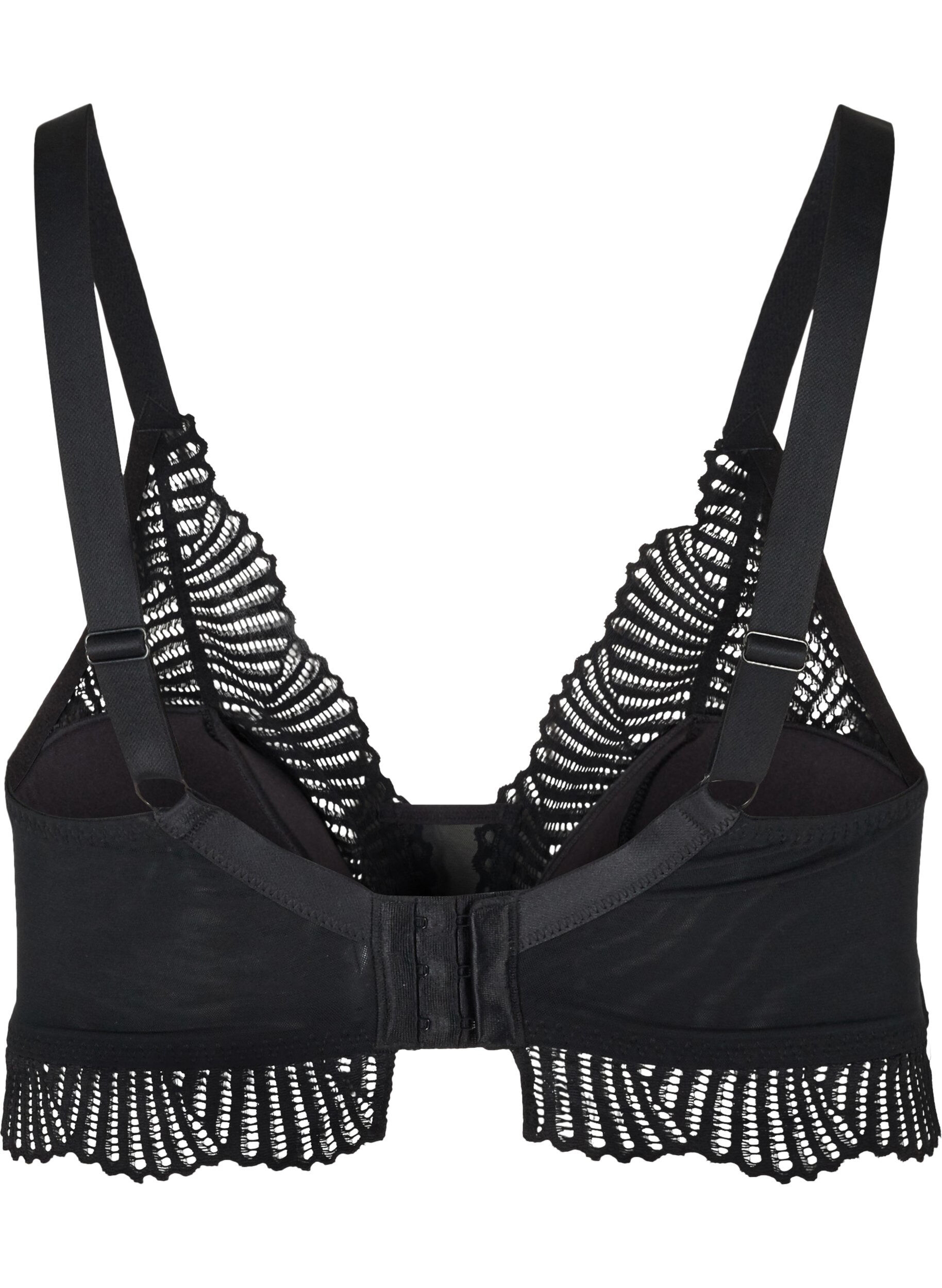 Zizzi Soft padded, lacy bra, Black, Packshot image number 1