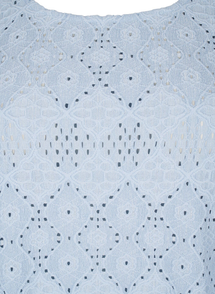 Bluzka z krótkim rekawem i koronkowym wzorem, Cashmere Blue, Packshot image number 2