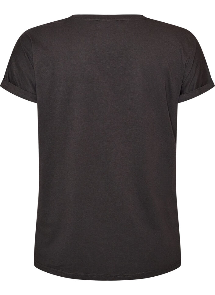 Bawelniany T-shirt z nadrukiem ze zlotej folii, Ciemnoszary, Packshot image number 1