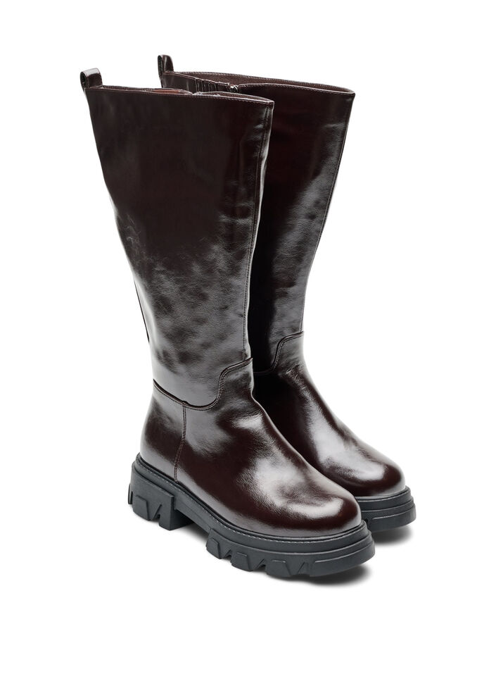 Dlugie buty o lekko popekanej strukturze, Brązowy, Packshot