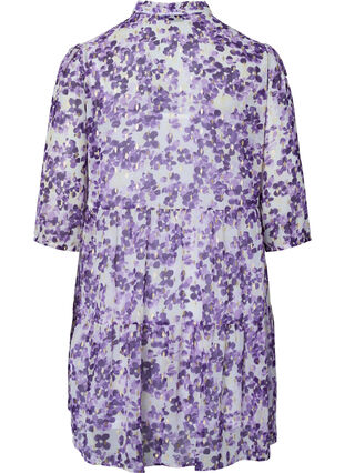 Tunika z kwiatowym nadrukiem i lureksem, Beige/Purple Flower, Packshot image number 1