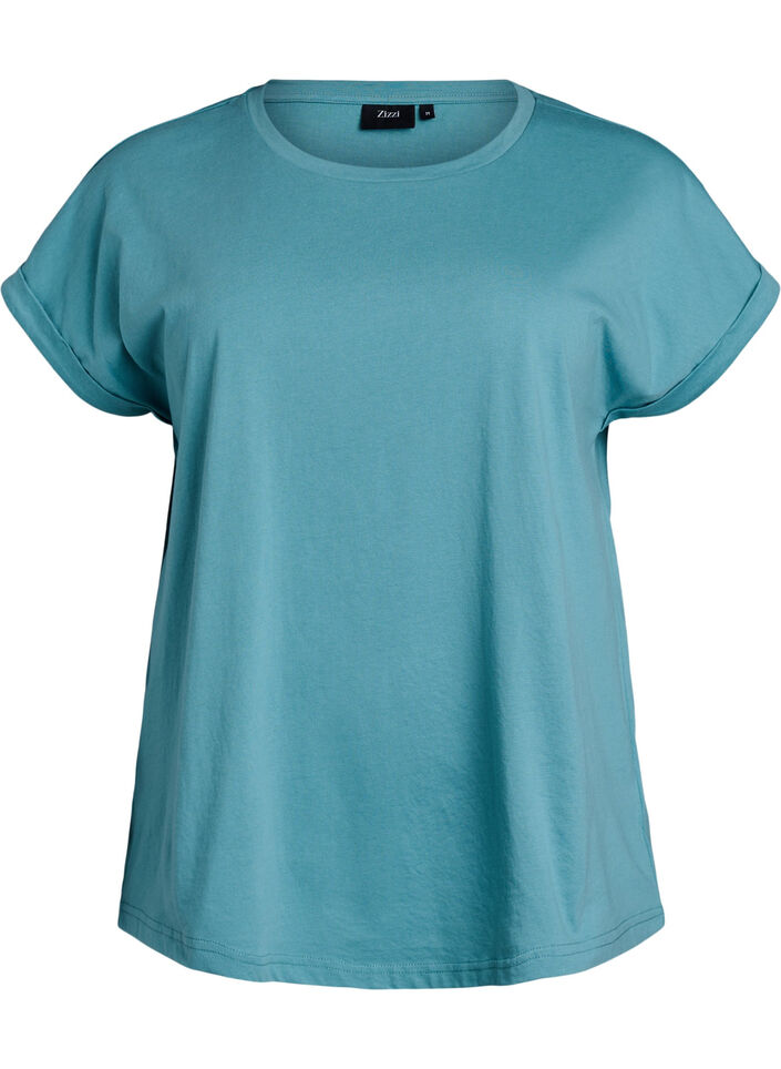 T-shirt z kr&oacute;tkim rekawem z mieszanki bawelny, Niebieskie, Packshot image number 0
