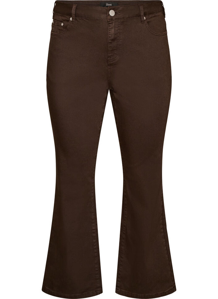 Jeansy bootcut Ellen z kolorowego denimu, Brązowy, Packshot image number 0