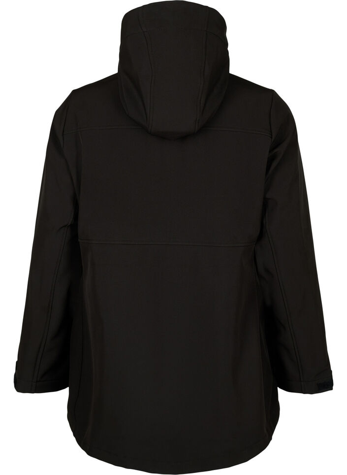 Krótka kurtka softshell z kieszeniami, Black, Packshot image number 1