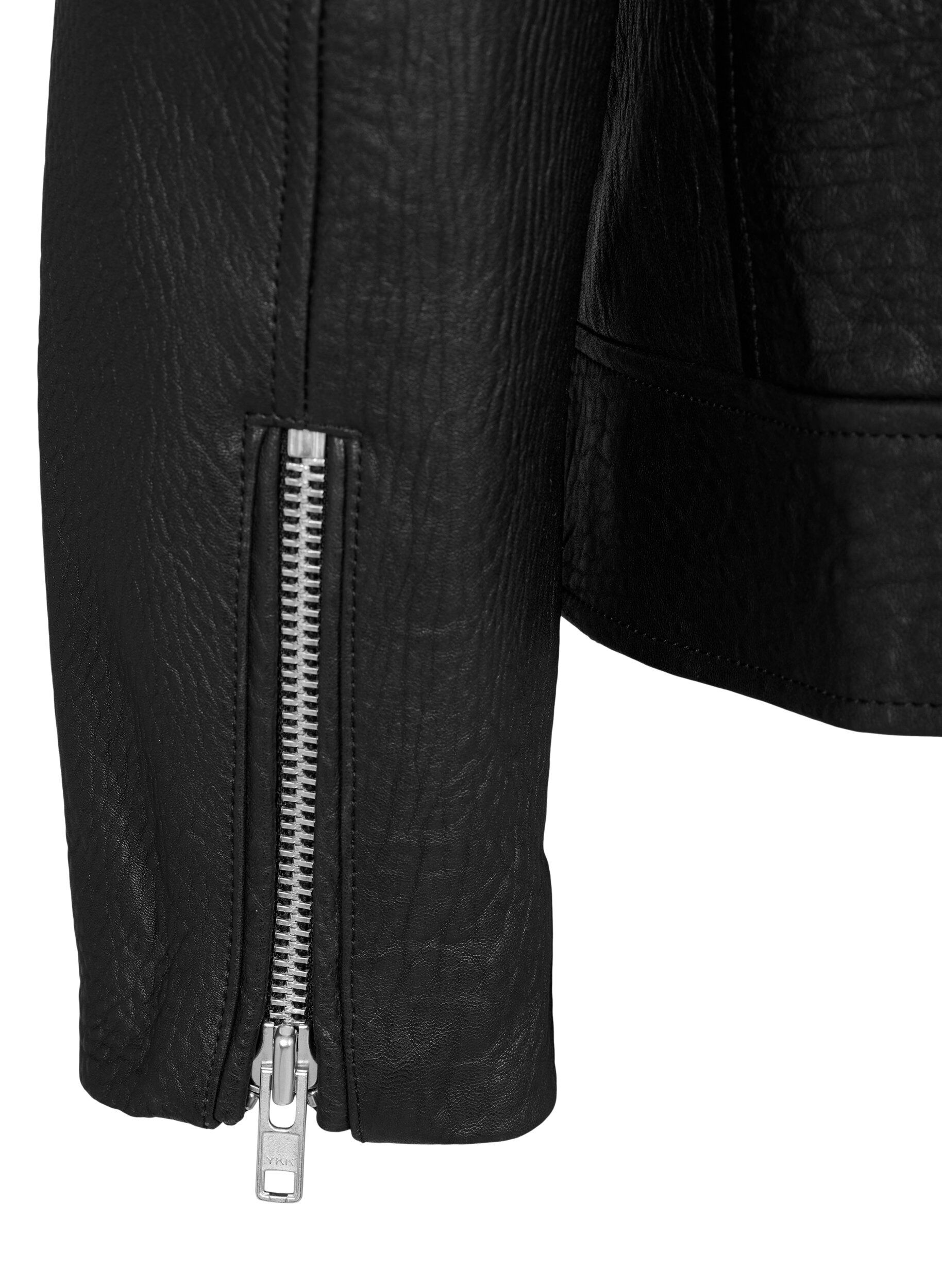 Zizzi Sk&oacute;rzana kurtka typu biker z kieszeniami, Black, Packshot image number 3