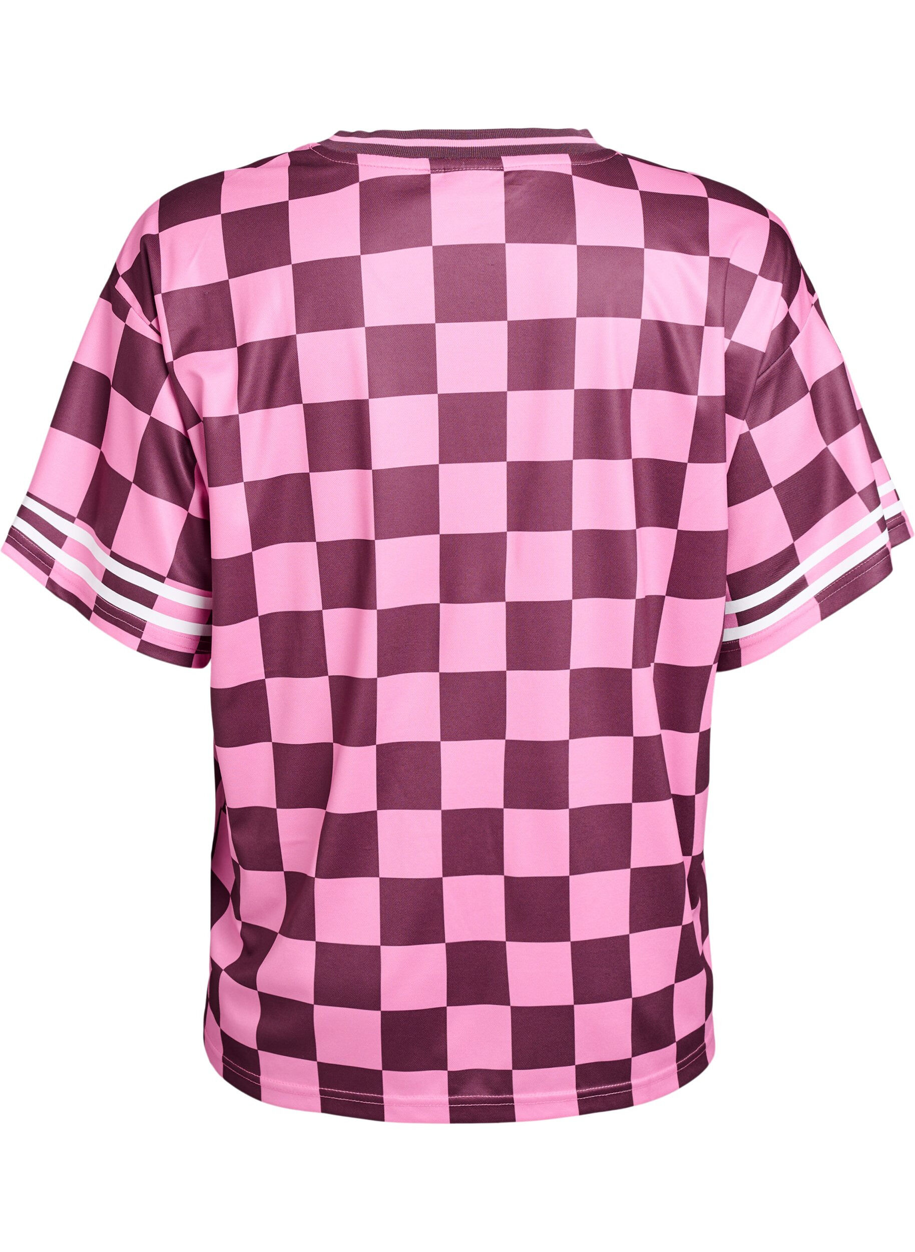 Zizzi Sportowa koszulka w paski z motywem tekstowym, Czerwony, Packshot image number 1