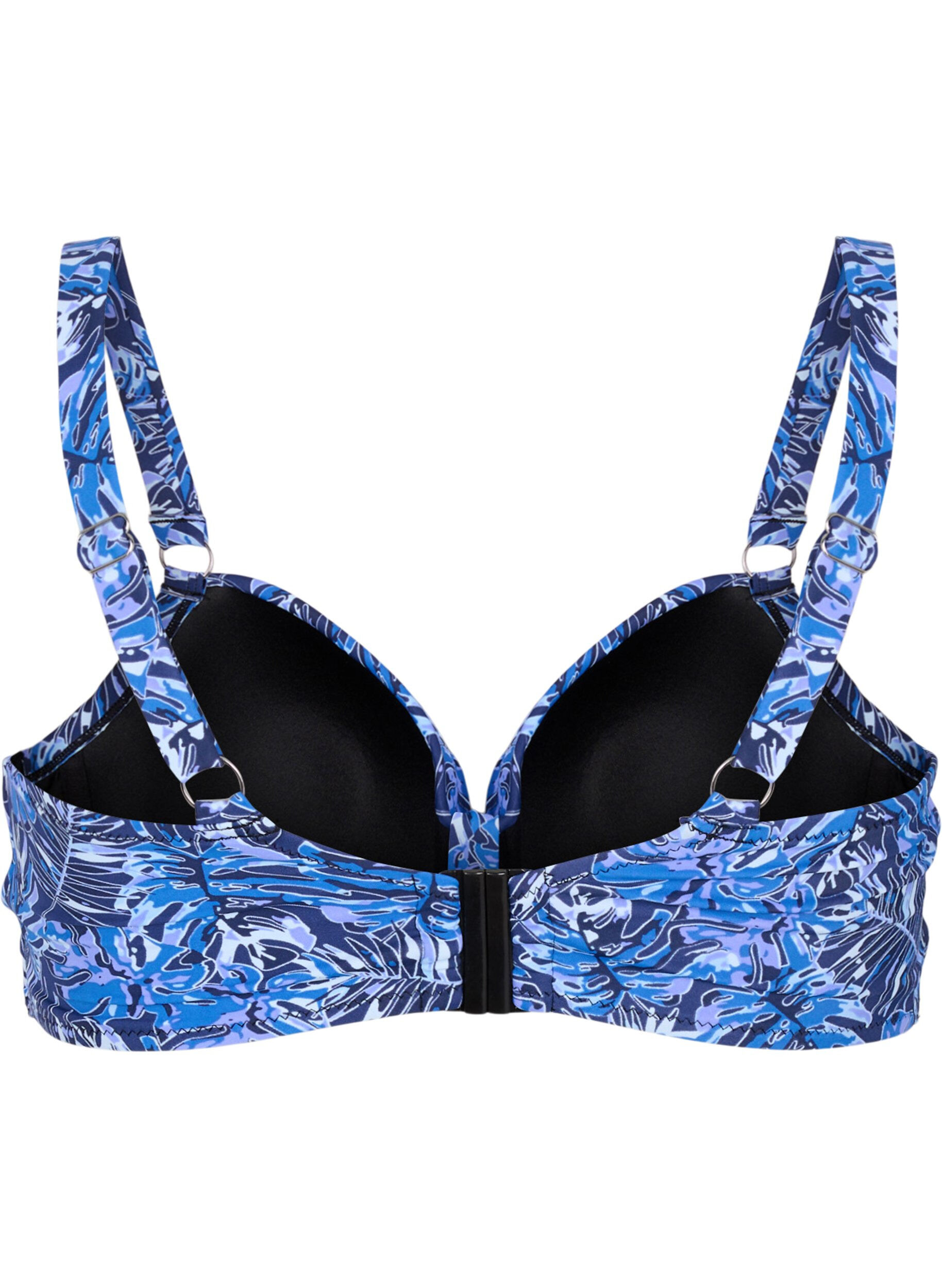 ZizziG&oacute;ra od bikini z fiszbinami i wzorem, Niebieskie, Packshot image number 1
