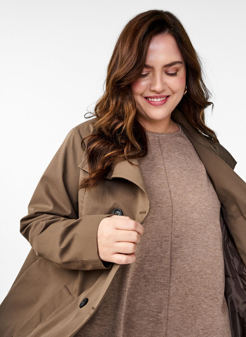 Wodoodporna kurtka wiosenna o kroju w ksztalcie litery A, Brązowy, Image image number 0