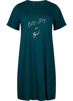 Koszula nocna z krótkim rekawem, wykonana z bawelny organicznej, Deep Teal Lets, Packshot image number 0
