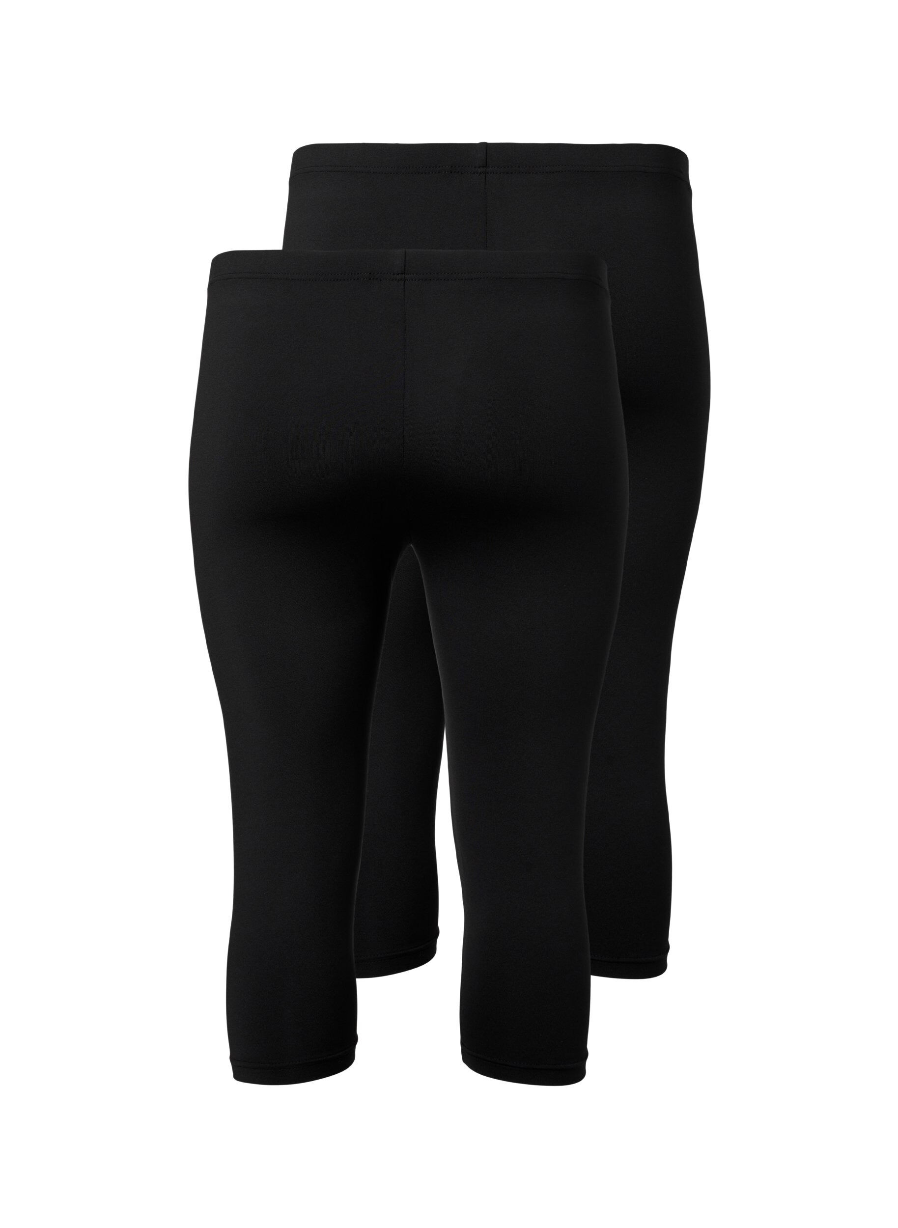 Zizzi 2-pack legginsy o dlugosci 3/4, Czarne, Packshot image number 1