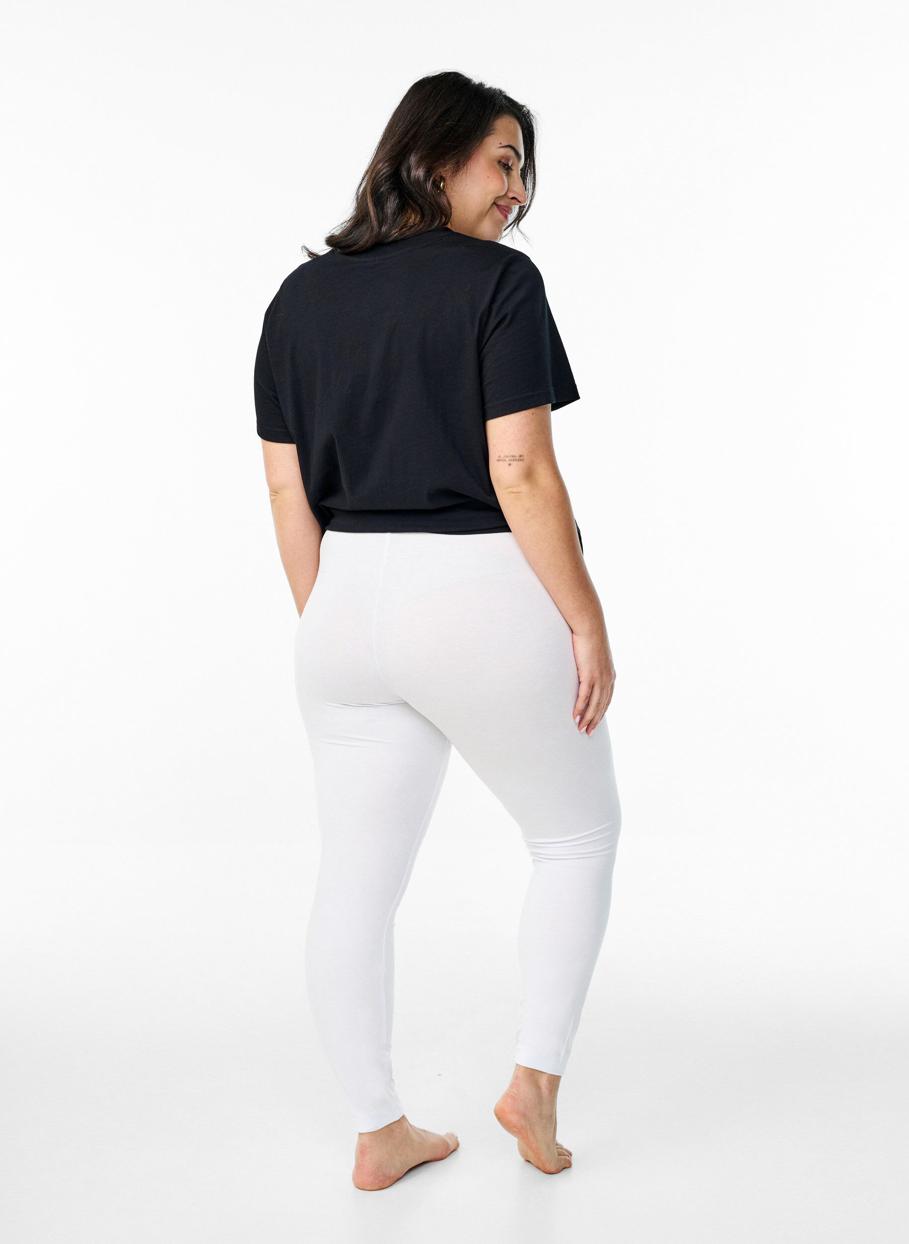ZizziLegginsy basic z wiskozy, Biały, Model image number 2