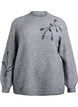Sweter z haftem z perel, Szary, Packshot image number 0