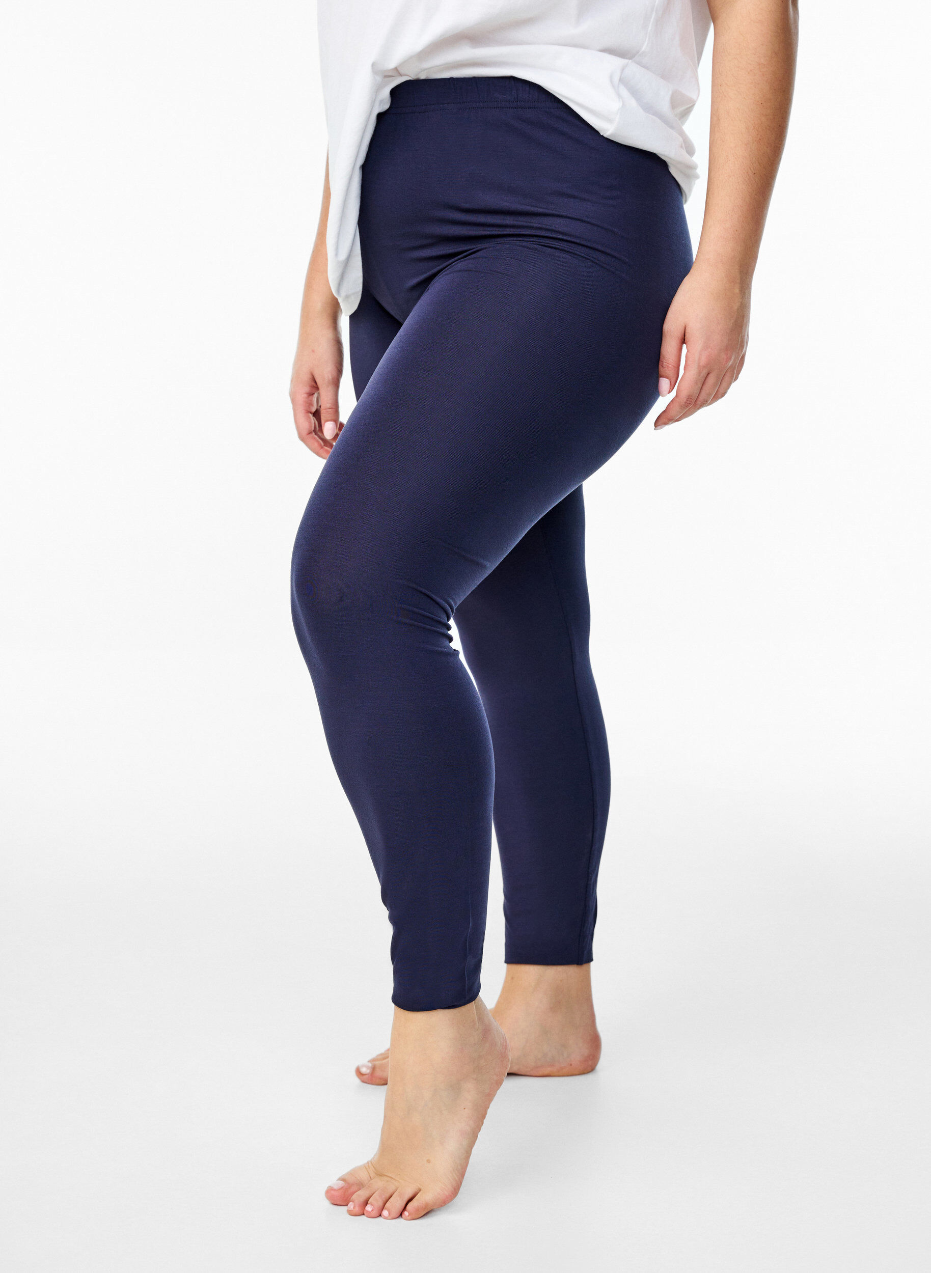 Legginsy z wiskozy w stylu basic, Niebieskie, Model