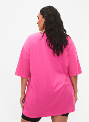 Bawelniana koszulka oversize z nadrukiem, Shocking Pink ÉTOILÉ, Model image number 1