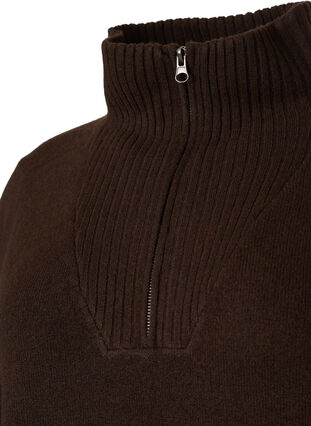 Sweter z dzianiny z zamkiem blyskawicznym, Demitasse/Black Mel., Packshot image number 2