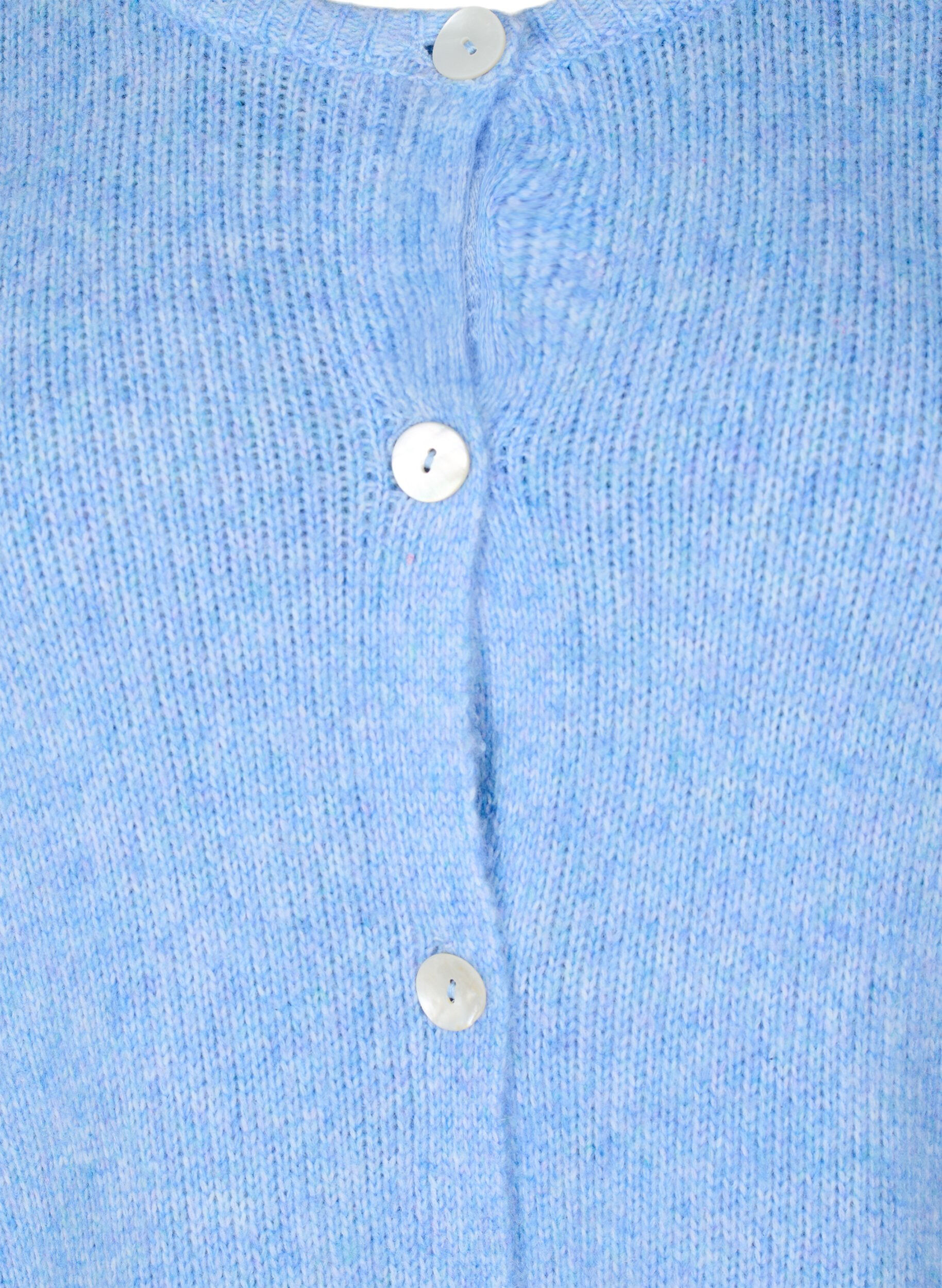 Zizzi Dzianinowy kardigan z welny z guzikami, Della R. Blue Mel., Packshot image number 2