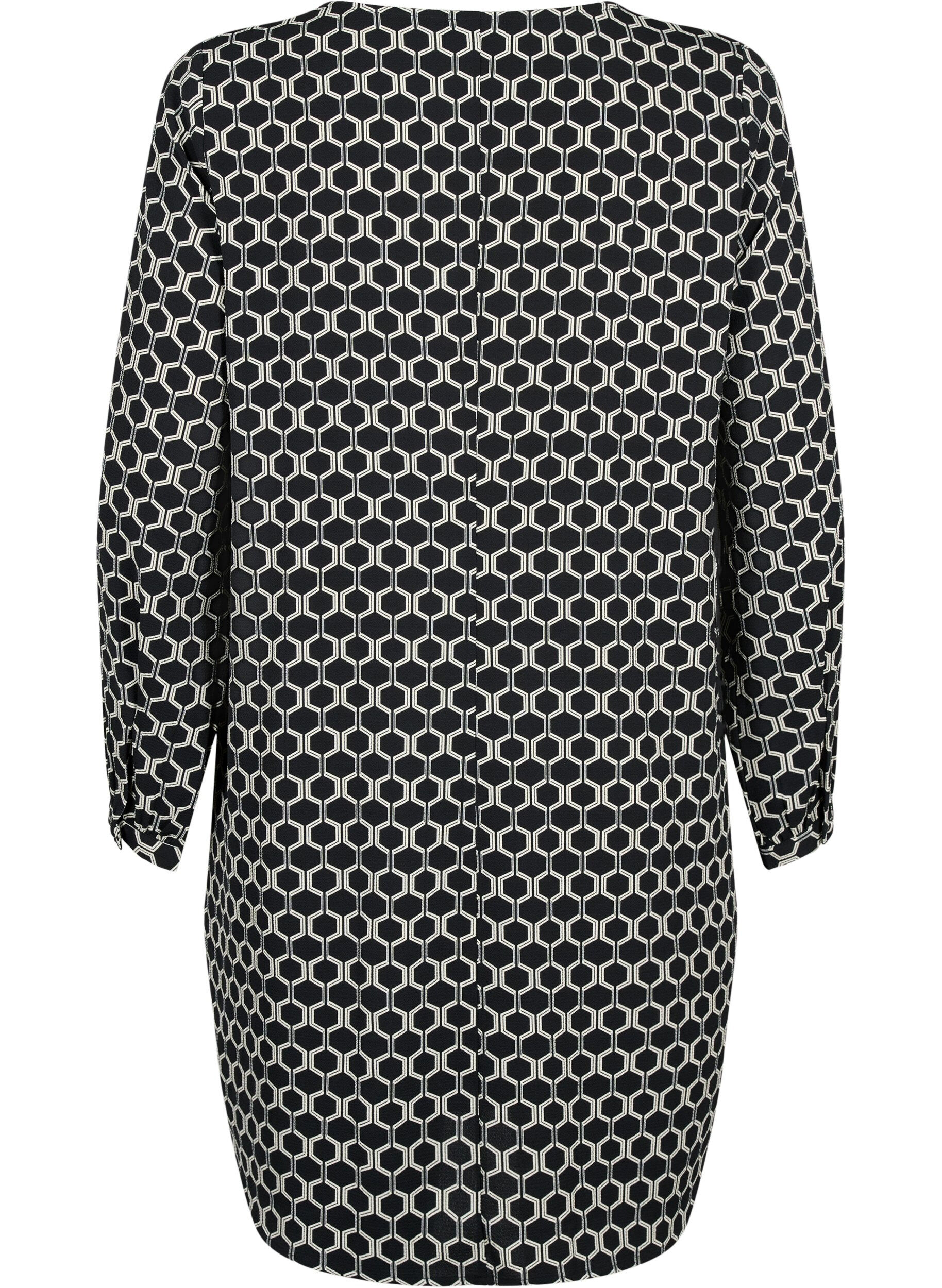 Zizzi Sukienka z dekoltem w serek i z nadrukiem, Black Graphic AOP, Packshot image number 1