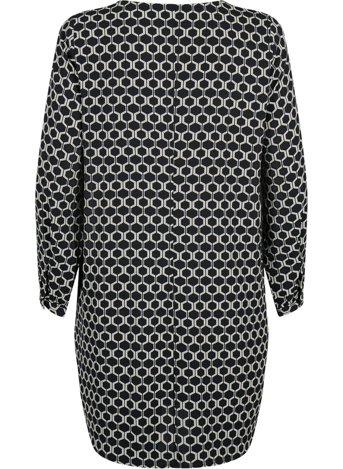Sukienka z dekoltem w serek i z nadrukiem, Black Graphic AOP, Packshot image number 1