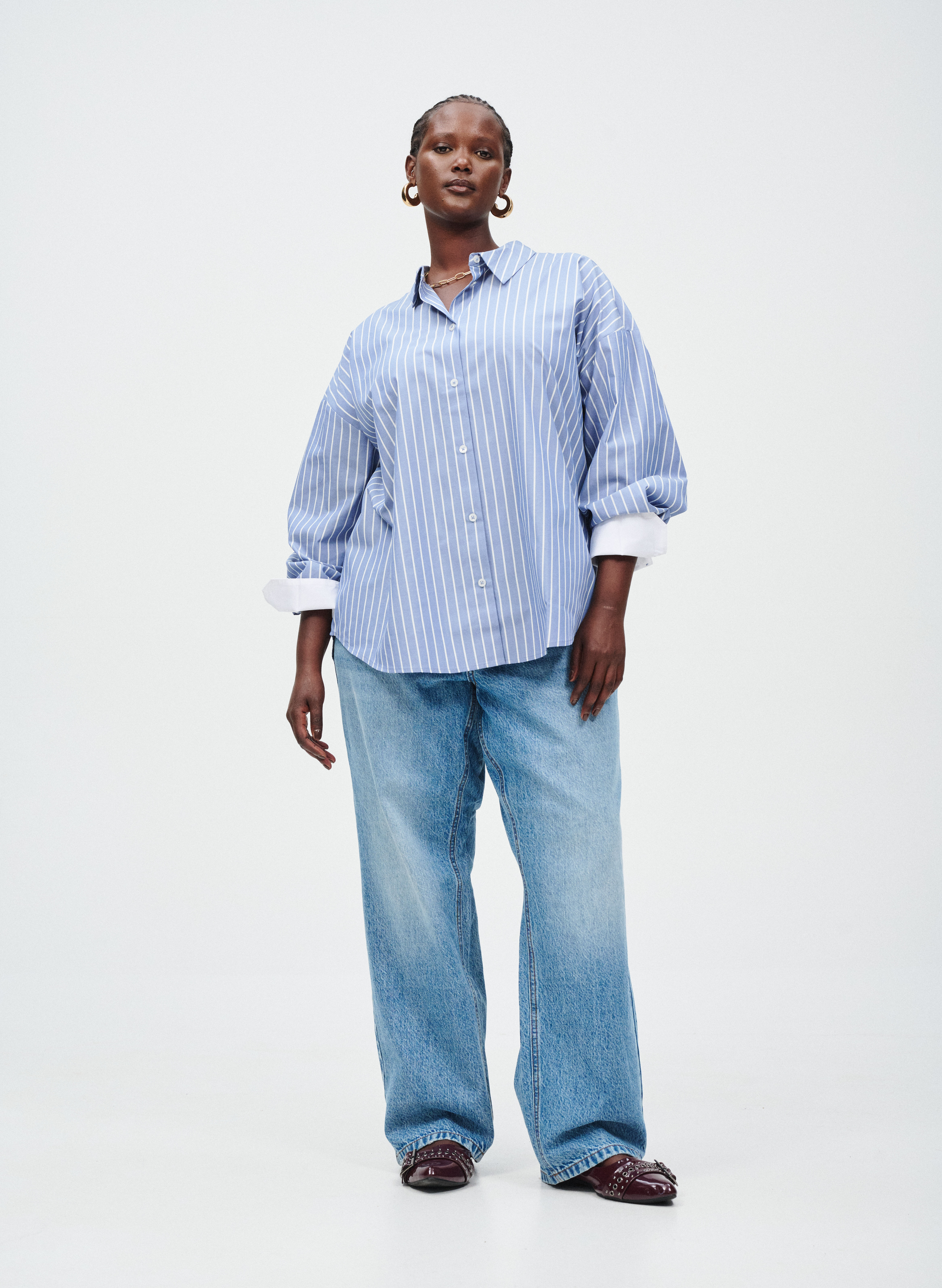 Zizzi Niebieska koszula w paski, , Model