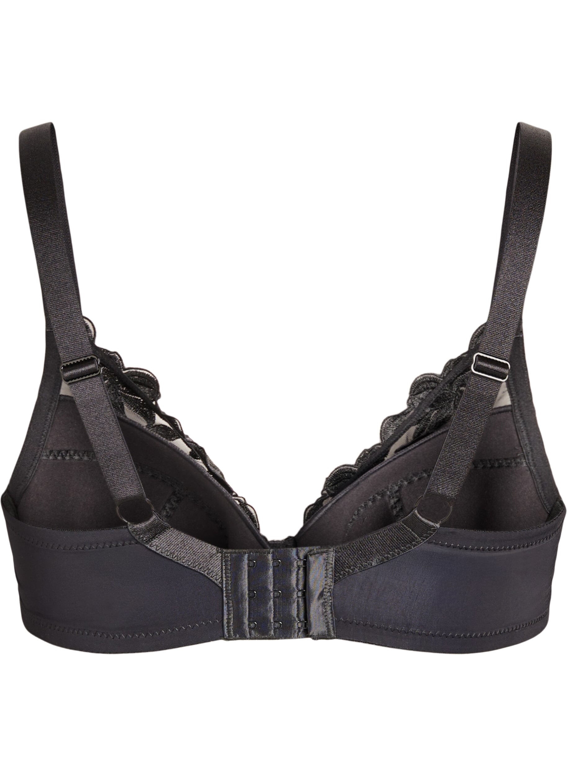 Zizzi Usztywniany, haftowany biustonosz z fiszbinami, Czarne, Packshot image number 1