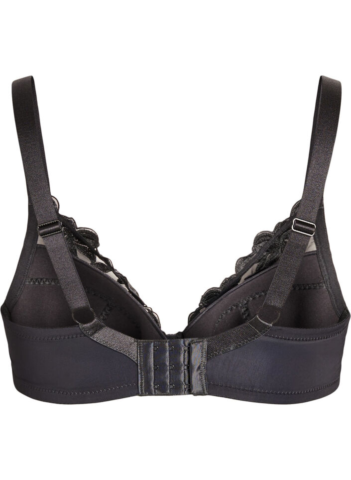 Usztywniany, haftowany biustonosz z fiszbinami, Czarne, Packshot image number 1