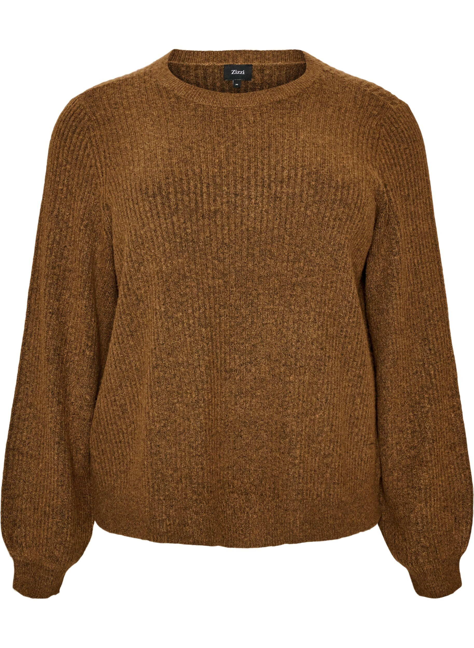 Sweter z ryfionymi rekawami w ksztalcie balon&oacute;w